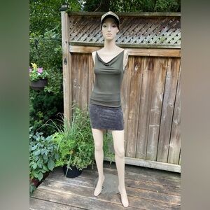 Y2K Army Green Cowl Neck Tank Top
